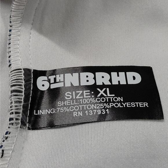 6th NBRHD Stripes Men’s Light Wash Distressed Denim Jacket XL Streetwear Y2K - Picture 11 of 13